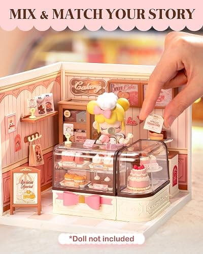 Rolife Super Creator Kits Tasty Cake Shop, Tiny House Building Blocks for Little Dolls, DIY Plastic Mini House Model Building Kits for Teens Aged 14+, DIY Crafts/Hobbies for Adults (Tasty Cake Shop) thumbnail 7