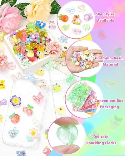 100PCS FIVEIZERO Cute Slime Charms Bulk Easter Gift Set – Kawaii Flatback Resin Charms for Crafts, Mini Decoden Acrylic Embellishments for Phone Junk Cases, Scrapbooking & DIY Decoration (Multicolor) thumbnail 4