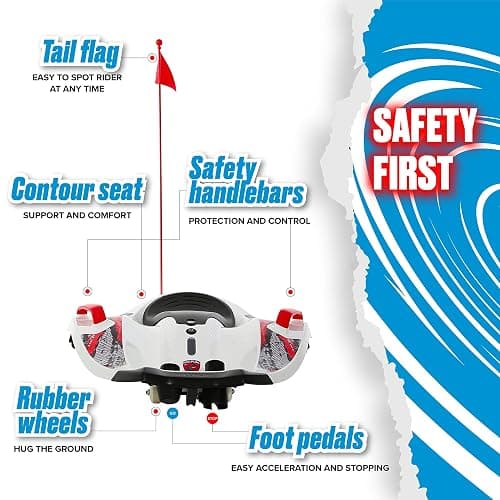 Rollplay Nighthawk Electric Ride On Toy for Ages 6 & Up with 12V 7AH Rechargeable Battery, Side Handlebars for Steering, Tall Rear Safety Flag, and a Top Speed of 6.5 MPH, White thumbnail 5
