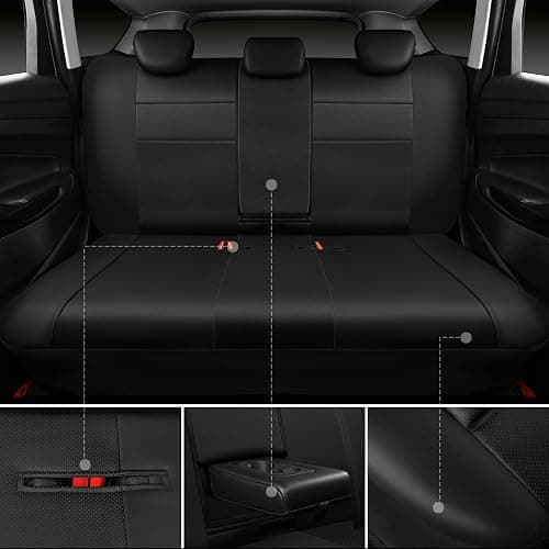 CAR PASS Leather Seat Covers Full Set Universal Water Resistant 3D Foam Back Support, Luxury Comfort Automotive 5 Seat Covers All Season Fit for SUV,Sedan,Van, Airbag Compatible Elegance(Pure Black) thumbnail 4