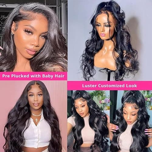 HANGFIRST 30 Inch 13x6 Body Wave Lace Front Wigs Human Hair Pre Plucked 180% Density HD Transparent Lace Frontal wig For Women Body Wave Wigs With Baby Hair thumbnail 5
