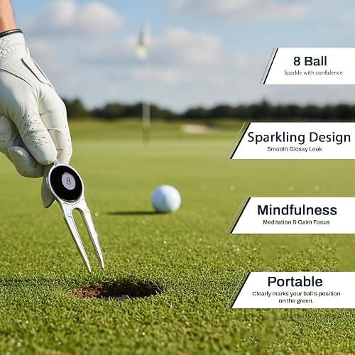 8 Ball Golf Ball Marker- Premium Golf Marker for Putting Green | Unique Golf Ball Marker for Men & Women – Ballmarker Golf Gift for Alignment & Style, 1" Wide thumbnail 5