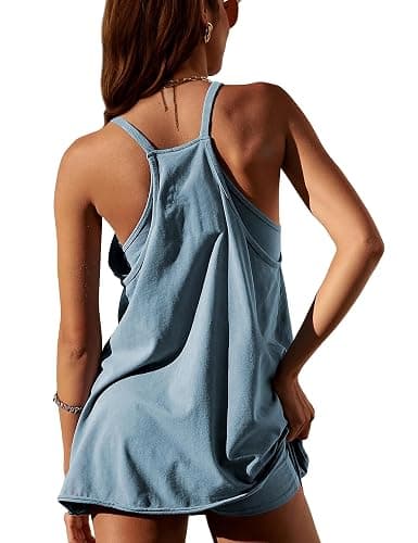 Faleave Women's Summer Sleeveless Mini Dress Athletic Spaghetti Strap Built-in Shorts Tennis Sundress with Pockets thumbnail 2