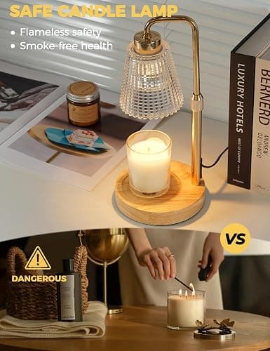 Modern Candle Warmer Lamp with 24h Cycle Timer, Dimmable Wax Melt Warmer | 24h Cycle Timer Dimmable Wax Melt Warmer with 2 Bulbs, Fall Decor for Home Living Room Halloween Decorations Gifts for Mom thumbnail 3