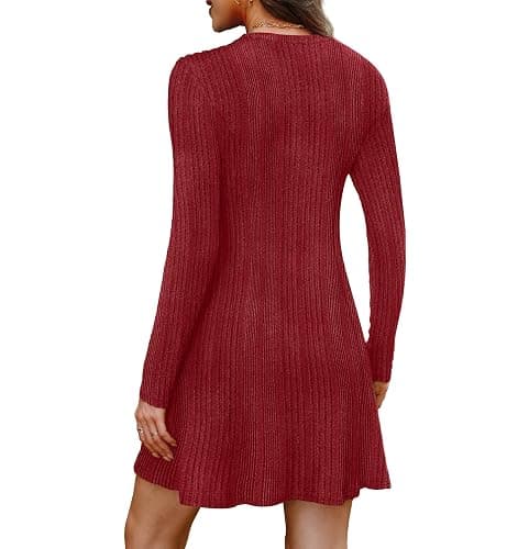 OFEEFAN Fall Dresses for Women 2025 Long Sleeve Crew Neck Sweater Dress thumbnail 5