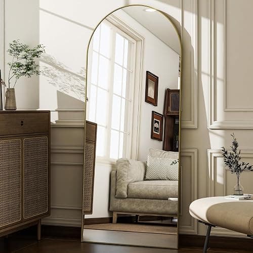 WISSMIELS 57" x 20" Arched Full Length Mirror - Wall Mounted/Floor Mirror Aluminum Alloy Frame Full Body Mirrors for Bathroom Living Room Bedroom and Entryway,Gold thumbnail 6