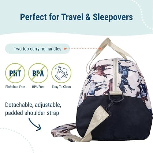 Wildkin Kids Overnighter Duffel Bag – Carry-On Size, Ideal for School & Sleepovers – Horse Dreams thumbnail 4