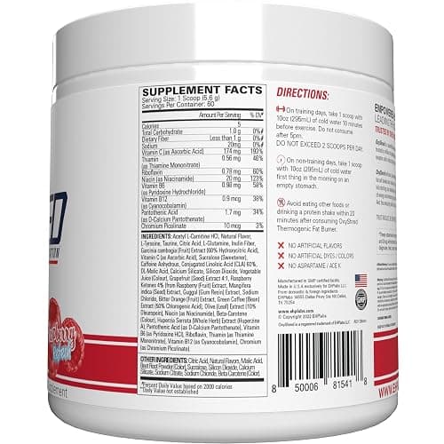 EHP Labs OxyShred Pre Workout Powder - Preworkout Powder with L Glutamine & Acetyl L Carnitine, Energy Boost Drink - Raspberry Refresh, 60 Servings thumbnail 8