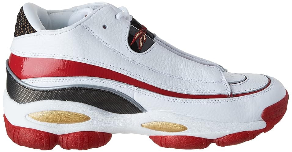 Reebok Mens The Answer DMX Faux Leather Fitness Basketball Shoes - 11 - Ftwr White/Flash Red/Core Black thumbnail 4