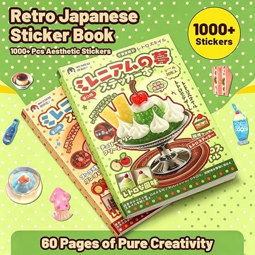 Tmtains 60 Sheets Japanese Sticker Book for Scrapbook Junk Journal Heisei Retro Manga & Ice Cream Style Korean Stickers for Journaling Aesthetic Cute Sticker Book for Adults DIY Crafts (Yellow&Green) thumbnail 3