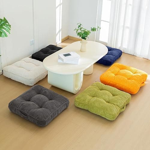 HIGOGOGO Washable Floor Pillow Cushion for Adults, Meditation Cushion Pillow, Large Square Floor Sitting, Removable Tufted Corduroy Cover, for Tatami Living Room or Yoga, 22x22 Inch, Machine Washable thumbnail 9