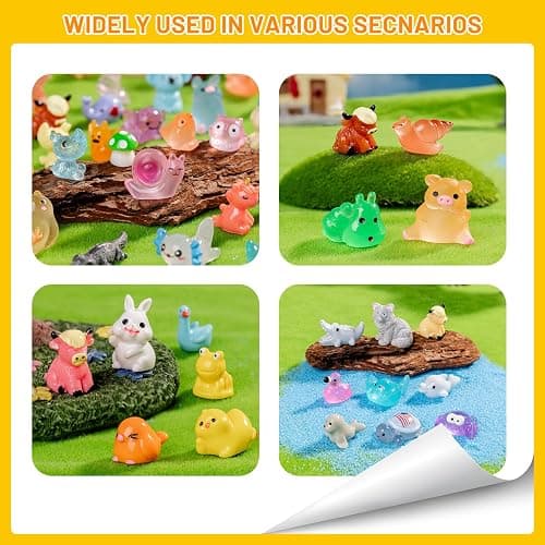 Cuteseven 300Pcs Mini Resin Animals Bulk 300 Styles Variety Tiny Animals Figure to Hide Luminous Glow in The Dark for Miniature Fairy Garden Decoration Hide Crafts Decor thumbnail 6