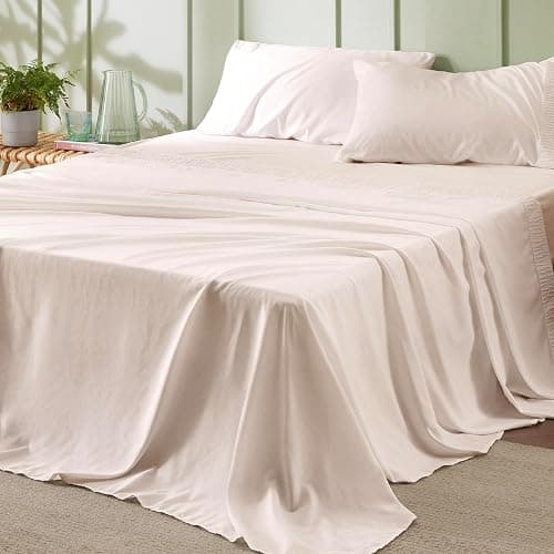 Bedsure Twin XL Sheets Dorm Bedding - 3 Pieces Soft Extra Long Twin Sheets, Breathable & Cooling Bed Sheets Set, Oeko Tex, Easy Care Microfiber for Women, Men, Cream - Image 1