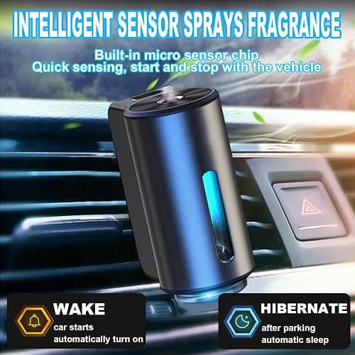 Smart Car Air Freshener, Car Air Freshener Diffuser, Rechargeable Cars Aroma Diffuser, 3 Levels of Adjustable Intelligent Cars Diffuser with 3 Bottles of Cologne thumbnail 3