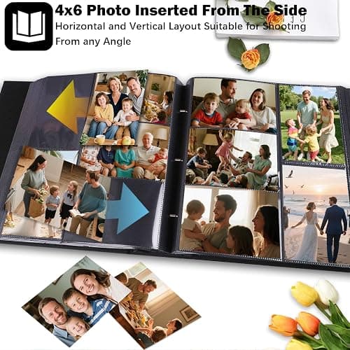 Extra Large Capacity Photo Album 4x6 1000 Pockets, Linen Cover and Front Window,Holds 1000 4x6 Horizontal and Vertical Photos,4 x 6 Picture Book for Family Wedding Anniversary Vacation (Black) thumbnail 6