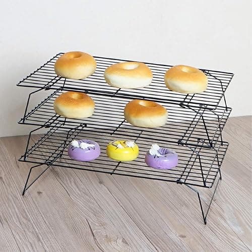 Cooling Rack, 3-Tier Stainless Steel Stackable Baking Cooking Cooling Racks for Cooling Roasting Grilling, Collapsible & Heavy Duty, Oven & Dishwasher Safe thumbnail 5