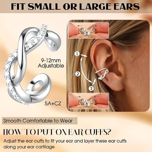 Dochais 5 Stück Ear Cuff Gold für Damen Ohrmanschette Ohne Ohrloch Fake Helix Piercing Clip Ear Cuff Wrap Earcuff Set Gold Ohrringe Fakepircings Ohr Ohrringe Manschette Knorpel Earcuffs für Mädchen thumbnail 4