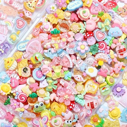 Zefy 120pcs Cute Slime Charms, No Repeating Jelly Resin Charms Flatback Charm Set, Kawaii Charm Bulk for Junk Case Nail Scrapbooking Crafts Making - Image 1