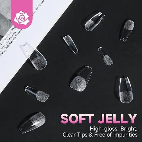 UNA GELLA Medium Coffin Nails Tips Gel Nail Tips Coffin 120pcs Half Matte Acrylic Full Cover Nail Tips Fake Nails Clear C offin Press on Nails for Nail Extensions Home DIY Salon 12 Sizes thumbnail 8