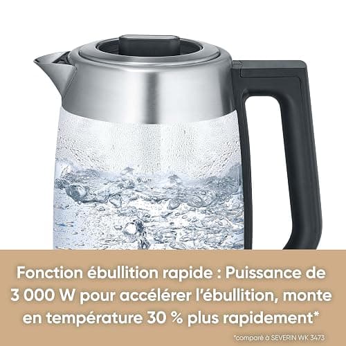 SEVERIN Bouilloire Eau et Thé, 1,7L, 3 000W, Filtre à thé, Température et Temps D'infusion Personnalisables, Verre/Inox, WK 3480 thumbnail 6