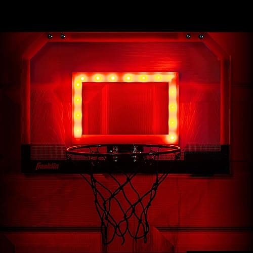 Franklin Sports Over The Door Indoor LED Basketball Hoops-Steel Rim Mini Basket-Includes Ball and Pump-Light Up Backboard - Image 1