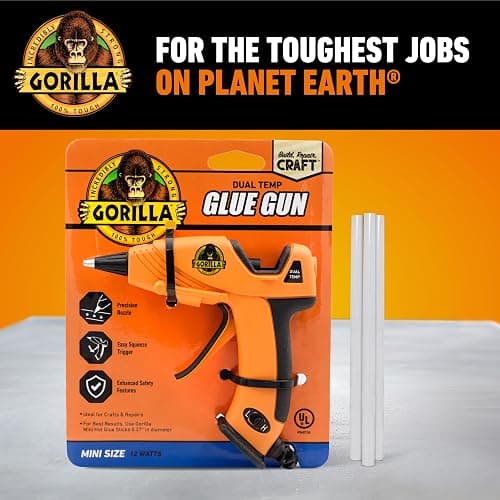 Gorilla Mini Hot Glue Gun Kit (Pack of 1 Mini Hot Glue Gun and 30 Sticks) - Dual Temp, Precision Nozzle, and Easy Squeeze Trigger thumbnail 8
