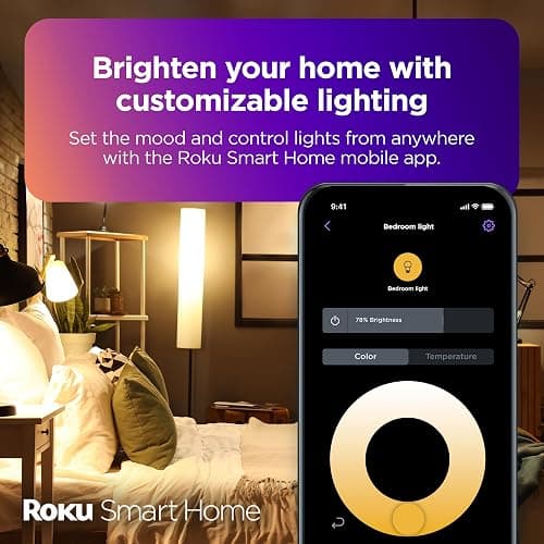 Roku Smart Light Bulbs (White, 1-Pack) - Dimmable A19 Lightbulbs with Adjustable Brightness & Temperature - WiFi Smart Bulbs Works Voice, Alexa & Google Assistant, No Hub Required thumbnail 2