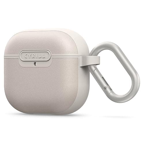 CYRILL Kajuk Compatible with Airpods 4 Case Cover, Premium Vegan Leather Case for Airpods 4 with Shock-Absorbent Bumper and Carabiner [Compatible with MagSafe] (2024) - Cream - Image 1