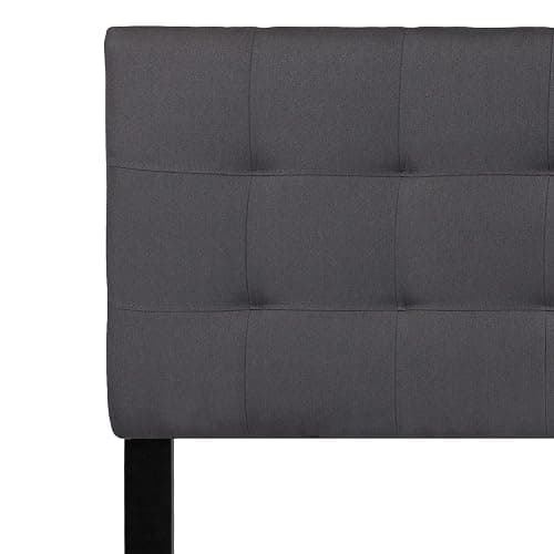 EMMA + OLIVER Dark Gray Queen Quilted Tufted Headboard | Adjustable Bed Rail Slots, Fabric Upholstered thumbnail 7