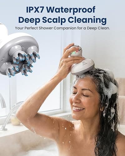 COMFIER Electric Cordless Hair Scalp Massager with Kneading 84 Massage Nodes, Handheld Portable Head Scratcher Massager for Hair Growth, Deep Clean and Stress Relax, Gifts for Men Dad thumbnail 4