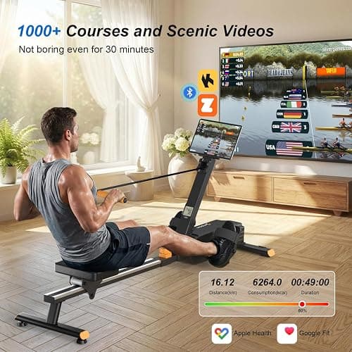 2026update Magnetic Rowing Machines for Home,Rower Machine with 16 Levels,Powerful Silent Magnetic Resistance,350lbs Weight Capacity,LCD Monitor,Silent Rail System,Row Machine for Home Gym Exercise thumbnail 5