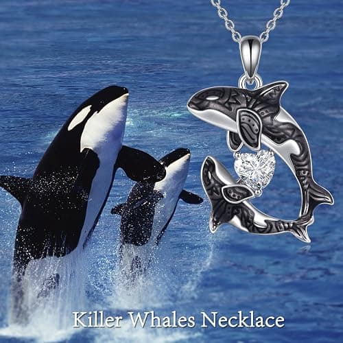 POPLYKE Killer Whale Orca Necklace Sterling Silver Ocean Jewelry Gifts for Women Mom Daughter thumbnail 3