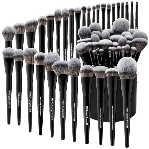 Bueart Design 32Pcs PRO Grade Makeup Brushes Set with Super large Holder, Premium Ultra-soft Synthetic Foundation Contour Powder Blush Concealer Eyeshadow Classic Black Make up Brush - Image 1
