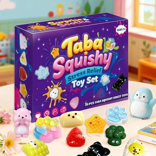 30Pcs Mini Taba Squishies Kit Fidget Toys, Include Mini Taba Squishies Pack with 24 Easter Cards, Kawaii Stress Relief Toys Squeeze Toys Party Favors for Kids 4-8 8-12, Classroom Birthday Easter Gifts thumbnail 5