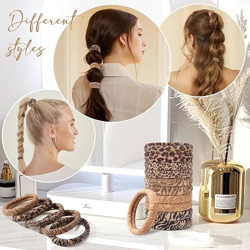 Bessrung 100PCS Seamless Elastic Hair Ties for Women Girls, No Damage Ponytail Holders for Thin Thick Hair, Leopard Animal Print Hair Bands for Women's Hair, Hair Accessories for Girls Christmas Gift thumbnail 4