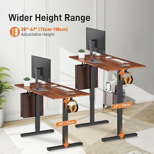 IMHome Electric Standing Desk 40x24 Inches Height Adjustable Desk, Brown | Computer Desk for Home and Office, Height Memory Buttons, Display, 2 Headphone Holders thumbnail 3