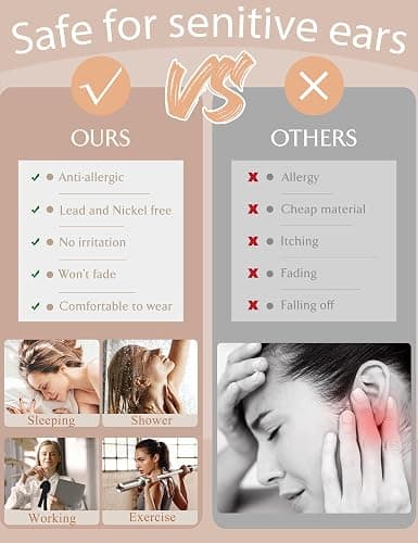 FIASASO Flat Back Gold Earrings for Women Trendy Hypoallergenic Surgical Steel Earrings for Sensitive Ears-20G Cartilage Earring Stacks 14K Gold Plated Small Flatback Stud Hoops Cartilage Earring Set thumbnail 8