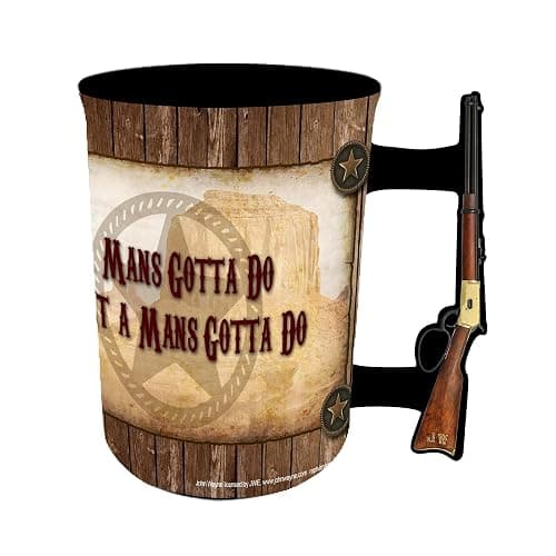 Mid-South Products John Wayne 16 oz. Ceramic Mug with Rifle Handle - A Man's Gotta Do Design - Must For The Duke's Collectors thumbnail 3