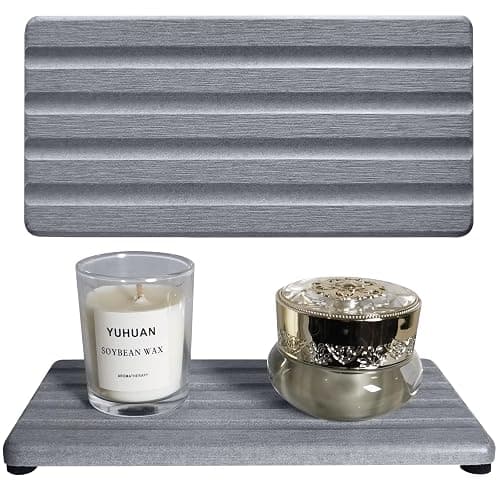 2 PCS Water Absorbing Stone Trays for Bathroom Sink & Kitchen Counter, Fast-Drying Diatomite Sink Caddy, Vanity Tray, Hand Soap Holder with Anti-Skid Pads (Grey, 7.9" x 4"/20 x 10cm) - Image 1