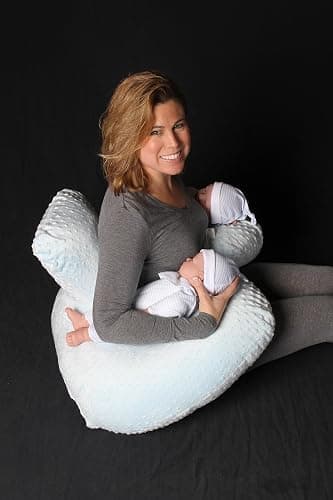 Twin Z Pillow Blue - Breastfeeding, Bottlefeeding, Tummy Time, Reflux, Support and Pregnancy! No Foam! The Ultimate Baby Essentials! The Best in Twins Baby Gear! thumbnail 3