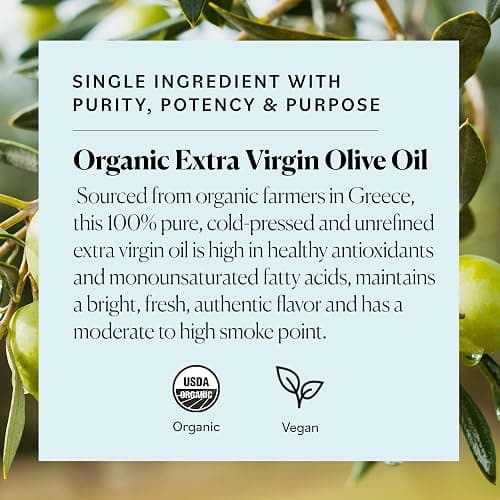 Sky Organics - Organic Extra Virgin Olive Oil, 16 fl oz - Cold Pressed & Unfiltered - Bright, Fresh, Authentic Flavor - Sourced from Farmers in Greece - 100% Pure - Kosher - Natural, Vegan, & Soy Free thumbnail 2