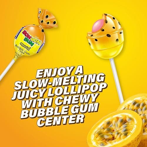 Colombina Bon Bon Bum Lollipops Tropical Passion Fruit Flavor, 24 Count (Pack of 1) thumbnail 5