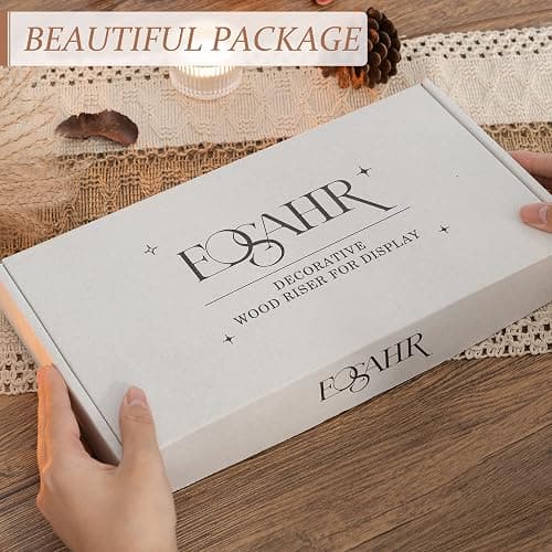 EOSAHR Farmhouse Riser for Room Decor : Decorative Pedestal Stand For Display Your Home Decorations and Uniquely Soap Stand - Rustic Bathroom Counter Tray and Kitchen Decor (Natural Wood) thumbnail 9