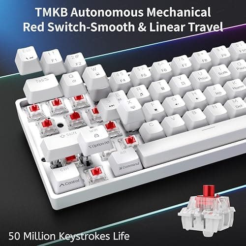 DIERYA 60% Mechanical Keyboard, DK61se Wired Gaming Keyboard with Red Switches, LED Backlit Ultra-Compact 61 Keys Mini Office Keyboard for Windows Laptop PC Gamer Typist（White） thumbnail 3