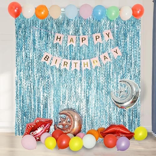 4 Pack Wavy Blue Foil Fringe Curtain 3.3x6.6 Feet | Blue Streamers Tinsel Backdrop for Under The Sea Party Decorations | Ocean Backdrop | Mermaid Birthday Decorations thumbnail 5