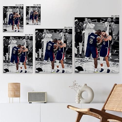 B.B.F MAKE Basketball Canvas Wall Art, James and Curry Poster Prints Sports Olympics on Paris Artwork Decoration Motivational Wall Decor for Gym Dorm Office Home Bedroom Living Room, Framed 16x20inch thumbnail 7