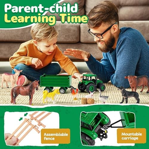 WAIIW Farm Animal Toys for Toddlers,23 PCS Animal Toys with Realistic Animal Figurines,Tractor Toy and Fence,Farm Playset Educational Learning Toy for Toddlers Kids 3-5 thumbnail 6