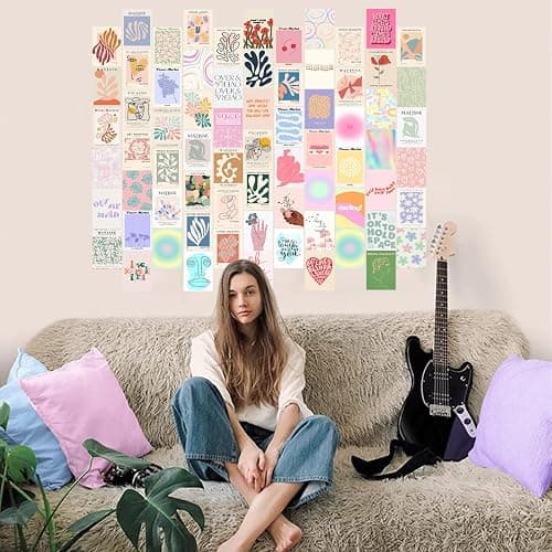 KBKBART 70pcs Danish Pastel Wall Collage Kit Aesthetic Pictures, Cute Danish Pastel Posters Matisse Wall Art Prints Preppy Room Decor 4"x6" for Teens Girls Women Dorm Bedroom thumbnail 3