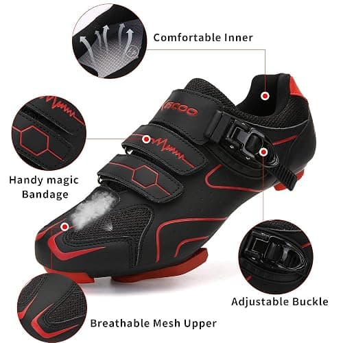 KESCOO Mens Womens Cycling Shoes Compatible with Peloton Road Bike | Indoor Outdoor Road Bike Riding Shoes, Look Delta Cleats Pre Installed, Clip in Pedal, Breathable, Sturdy Outsole thumbnail 6