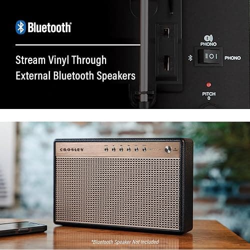 Crosley CR8017B-FL Voyager Vintage Portable Vinyl Record Player Turntable with Bluetooth in/Out and Built-in Speakers, Floral thumbnail 5